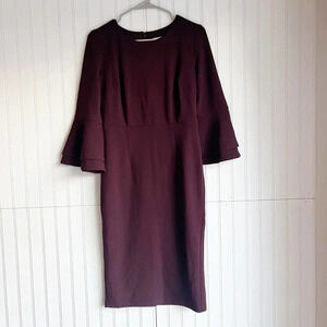 New York & Company Size Small Burgundy Bell Sleeves Sheath Dress NEW!